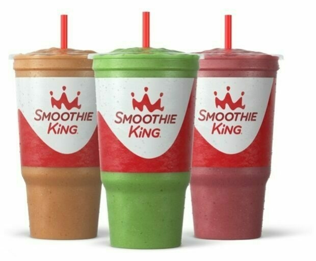three 32 ounce smoothies lined up